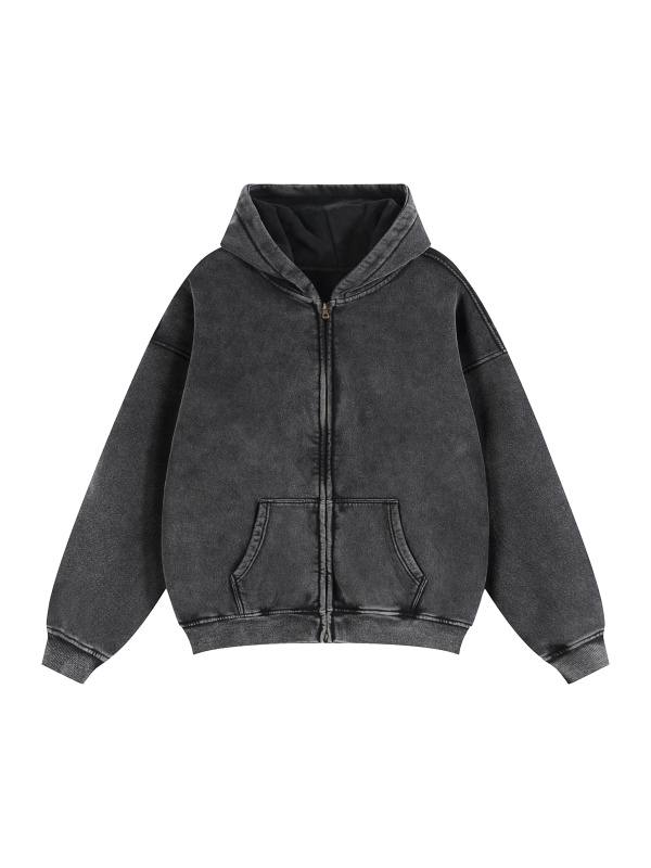 Zip-Through Boxy Hoodie #RU0074